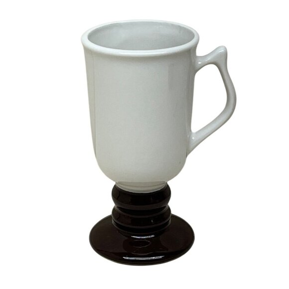 Four Hall Pottery Ivory Brown Irish Coffee Pedestal Mugs - Picture 5 of 8